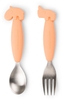 Done by Deer Easy-grip spoon and fork set - Deer friends - Coral