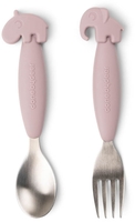 Done by Deer Easy-grip spoon and fork set - Deer friends - Powder