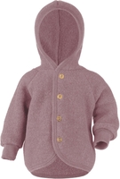 Engel Natur Kapuzenjacke mit Holzknöpfen Merino Fleece 50/56 rosenholz