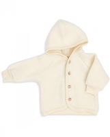 Engel Natur Kapuzenjacke mit Holzknöpfen Merino Fleece 62/68 natur