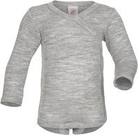 Engel Natur Merino/Seide Langarm Babybody GOTS 62/68 hellgrau