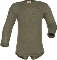 Engel Natur Merino/Seide Langarm Babybody GOTS 86/92 olive