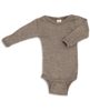 Engel Natur Merino/Seide Langarm Babybody GOTS mit Druckverschluss 98/104 walnuss