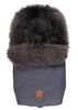Kaiser Fußsack Nelly Lammfell hochwollig early grey Koll. navy melange