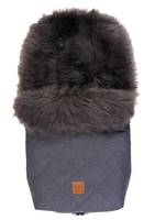 Kaiser Fußsack Nelly Lammfell hochwollig early grey Koll. navy melange