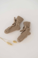 Leevje Babystrickschuhe aus Merinowolle tan one size