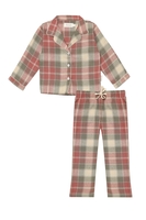 Leevje Flanell Pyjama Set - Rot und Grün 86/92