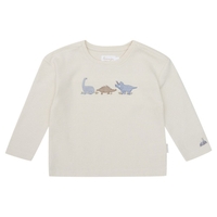 Leevje Longsleeve Dinosaurs aus Waffle Piqué - beige 110/116