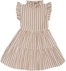 Leevje Mini-Me Leinenkleid mit Streifen - beige coffee 110/116