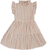 Leevje Mini-Me Leinenkleid mit Streifen - beige coffee 98/104