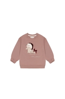 Leevje Oversized Sweatshirt Dackel Christmas hat & bow - light burgundy 98/104