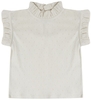 Leevje Pointelle Top mit Rüschenstehkragen 62/68 beige