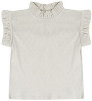 Leevje Pointelle Top mit Rüschenstehkragen 98/104 beige