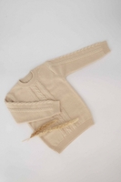 Leevje Strickpullover mit Zopfmuster beige