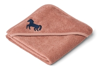 Liewood Batu Baby Kapuzenbadetuch 70x70cm Horses / Dark rose
