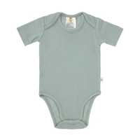 Lässig Baby Body Kurzarm,  gerippt,  Granit Grün 74/80