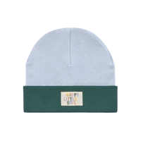 Lässig Mütze GOTS Beanie 52/56 light blue/dark green
