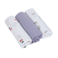 Lässig Mulltücher 3er Pack 85x85cm Bio Baumwolle Happy Fruits Kirsche