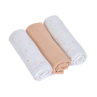 Lässig Mulltücher 3er Pack 85x85cm Bio Baumwolle Mond Pfirsich