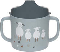 Lässig Trinklernbecher PP und Zellulose Tiny Farmer Schaf/Gans blau