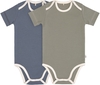 Lässig Wickelbody Kurzarm GOTS 2er Pack 86/92 blue/olive amerikanischer Halsausschnitt