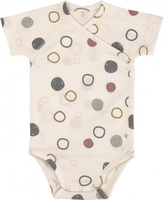 Lässig Wickelbody Kurzarm GOTS 50/56 Circles off-white