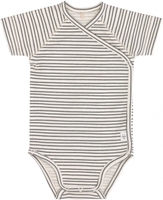 Lässig Wickelbody Kurzarm GOTS 50/56 Striped grey/anthracite