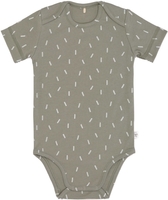 Lässig Wickelbody Kurzarm GOTS 86/92 Speckles olive amerikanischer Halsausschnitt