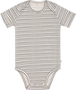 Lässig Wickelbody Kurzarm GOTS 86/92 Striped grey/anthracite amerikanischer Halsausschnitt