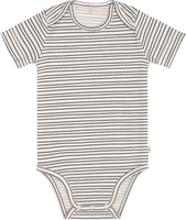 Lässig Wickelbody Kurzarm GOTS 86/92 Striped grey/anthracite amerikanischer Halsausschnitt
