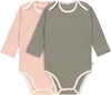 Lässig Wickelbody Langarm GOTS 2er Pack 86/92 powder pink/olive amerikanischer Halsausschnitt