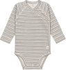 Lässig Wickelbody Langarm GOTS 50/56 Striped grey/anthracite