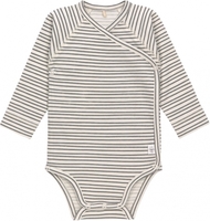 Lässig Wickelbody Langarm GOTS 50/56 Striped grey/anthracite