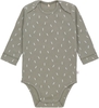 Lässig Wickelbody Langarm GOTS 74/80 Speckles olive amerikanischer Halsausschnitt