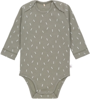 Lässig Wickelbody Langarm GOTS 74/80 Speckles olive amerikanischer Halsausschnitt