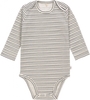 Lässig Wickelbody Langarm GOTS 74/80 Striped grey/anthracite amerikanischer Halsausschnitt