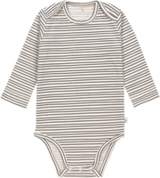 Lässig Wickelbody Langarm GOTS 74/80 Striped grey/anthracite amerikanischer Halsausschnitt