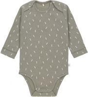 Lässig Wickelbody Langarm GOTS 86/92 Speckles olive amerikanischer Halsausschnitt
