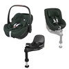 Maxi-Cosi 3-in-1 Family Bundle - Pearl 360 Pro Kindersitz + Pebble 360 Pro Babyschale + Family Fix 360 Pro Basisstation - Green