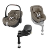 Maxi-Cosi 3-in-1 Family Bundle - Pearl 360 Pro Kindersitz + Pebble 360 Pro Babyschale + Family Fix 360 Pro Basisstation - Truffle