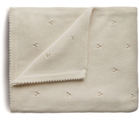 Mushie gestrickte Baby Decke Pointelle Ivory