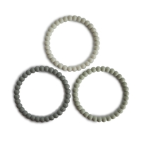 Mushie Silikonbeißring Armband Green Tea/Cool Gray/Sea Salt