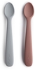 Mushie Silikonlöffel 2er Pack stone/cloudy mauve
