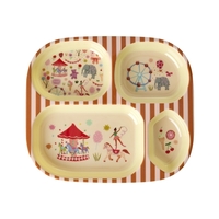 Rice Kinderteller mit 4er Einteilung Pink Fun Fair Print
