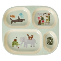 Rice Kinderteller mit 4er Einteilung Wildlife / Mint
