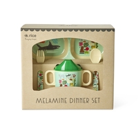Rice Melamin Baby-Geschirrset Geschenkbox - Mint - Wildlife Print