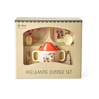 Rice Melamin Baby-Geschirrset Geschenkbox - Pink - Wildlife Print