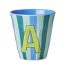 Rice Melamin Becher Buchstabe A / Streifen / Blau 250ml