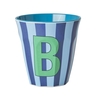 Rice Melamin Becher Buchstabe B / Streifen / Blau 250ml