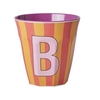 Rice Melamin Becher Buchstabe B / Streifen / Pink 250ml